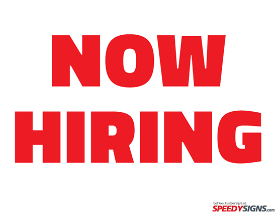 Image: Now Hiring Printable Sign
